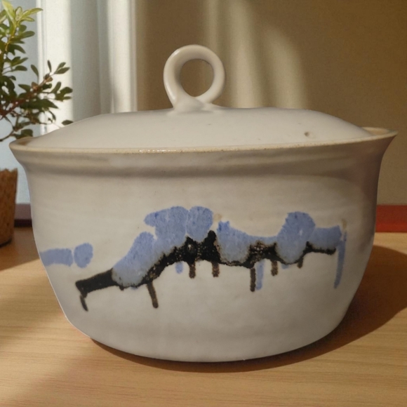 Vtg Healox Glazed Ceramic Lidded Casserole Baking Bowl Pot Dish Hand Crafted